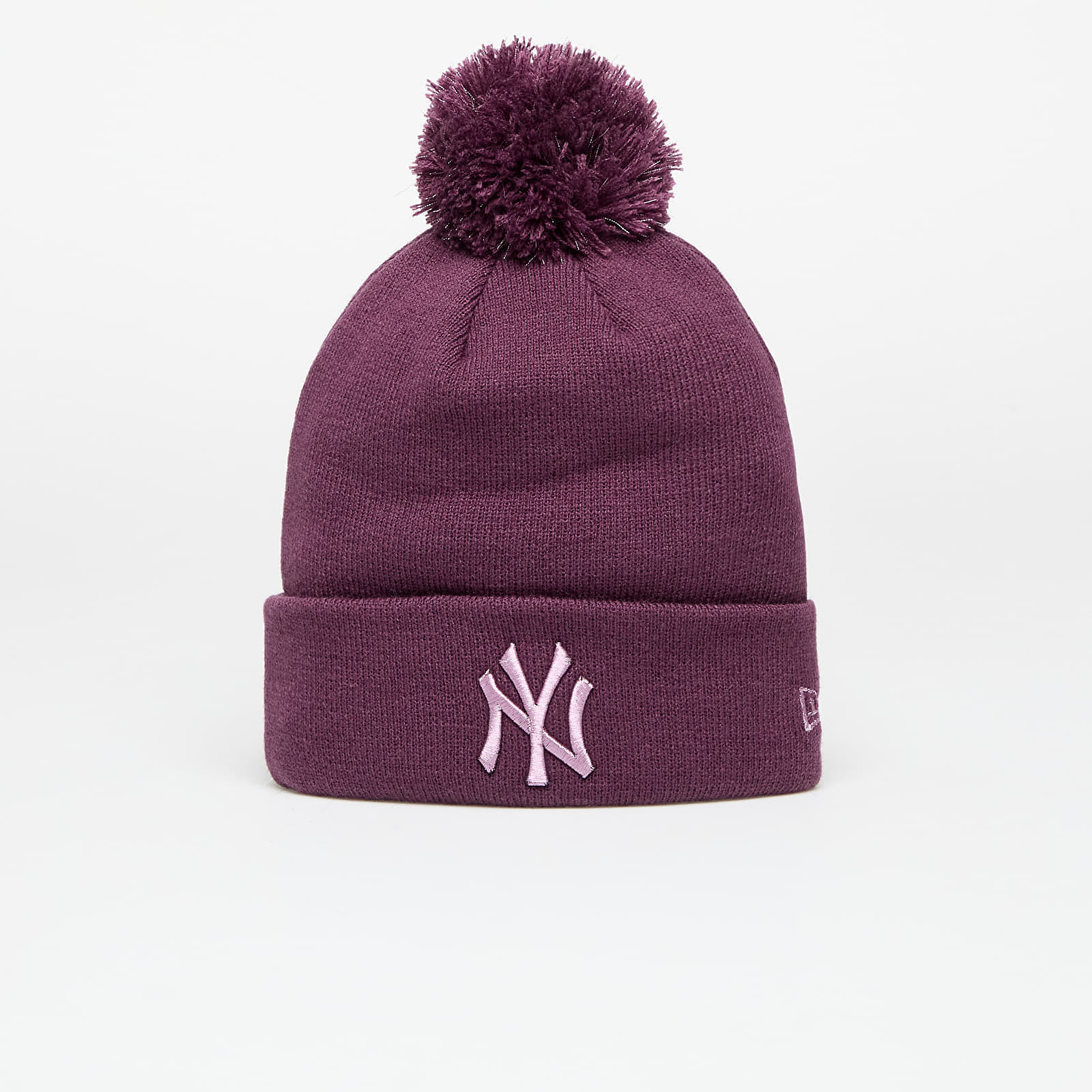 New Era New York Yankees Knit Medium Wmns MLB Wmns Metallic Bobble Beanie Damson Universal