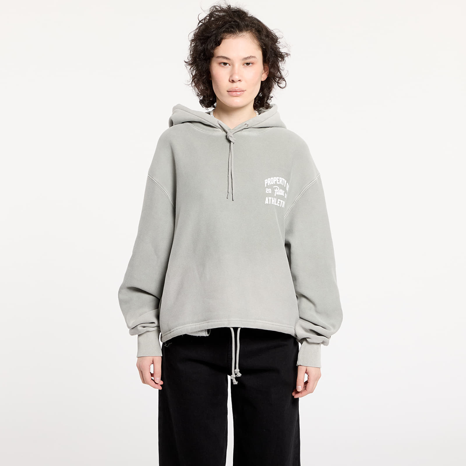 Mikina Patta Athletic Drawcord Hooded Sweater UNISEX Limestone S