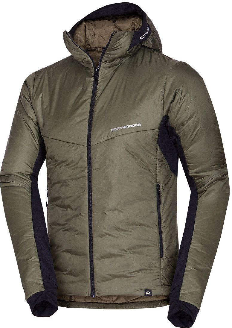 Northfinder Pánska outdoorová hybridná bunda Primaloft® FERDINANDO black dark green Veľkosť: M