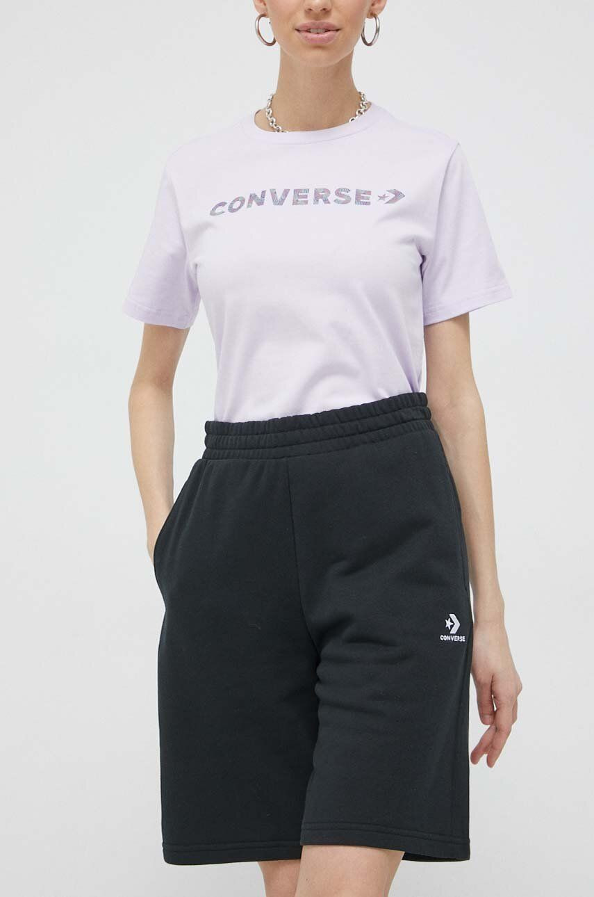 Šortky Converse 10023875.A01-Black, čierna farba, jednofarebné