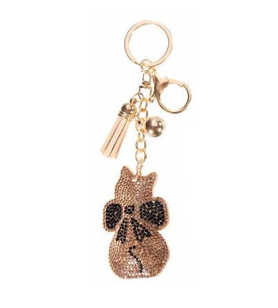 Kľúčenka so štrasovou mačičkou - 4 varianty Číslo: s mašličkou - zlatá