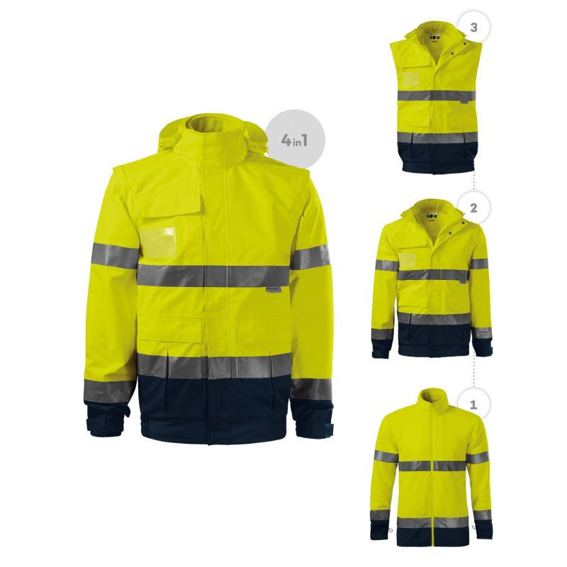 Rimeck HV Guard 4 in 1 M pánska bunda MLI-5V297 fluorescenčná žltá 4XL