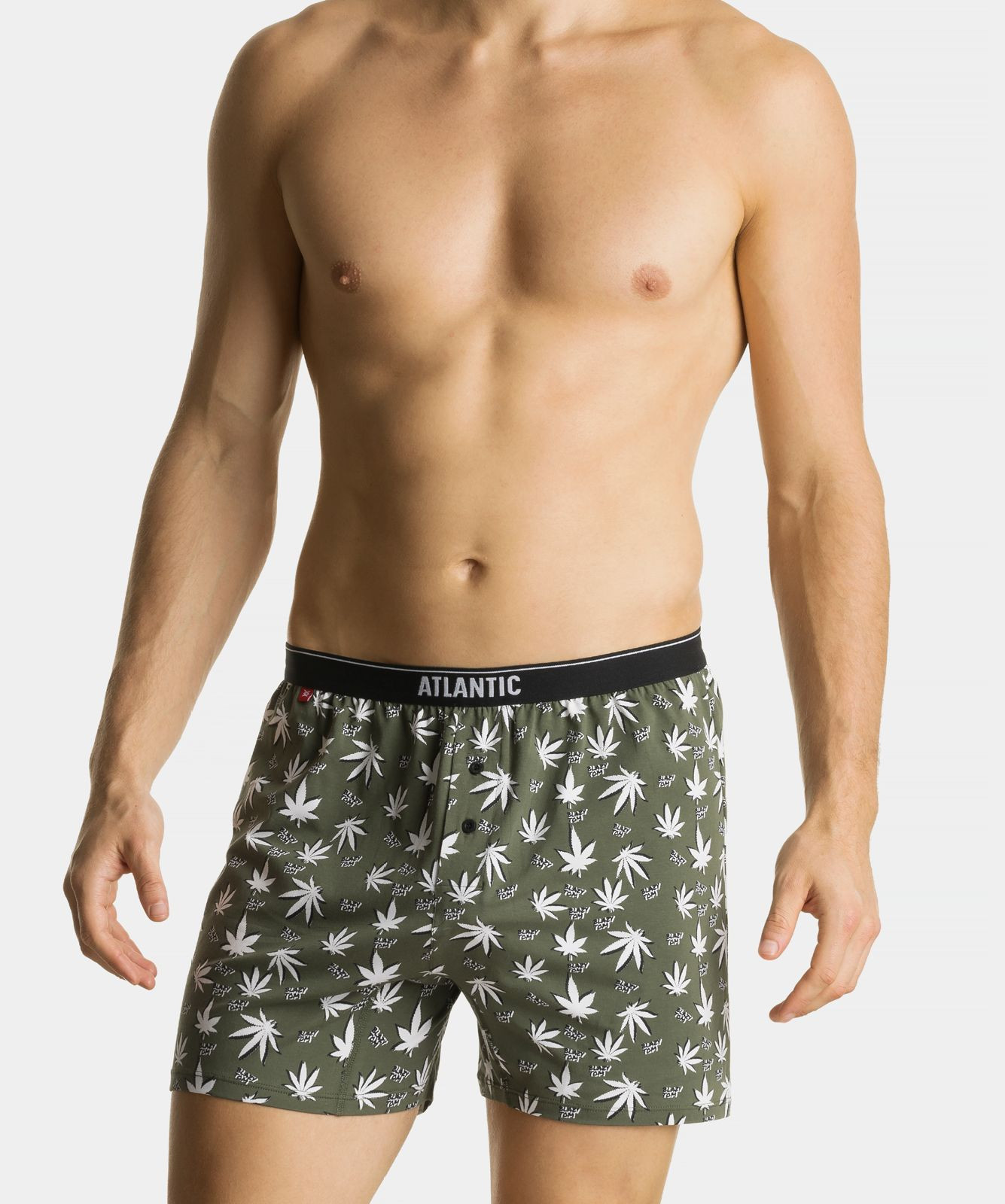 Pánske boxerky Atlantic 2MBX-038 A'2 S-2XL khaki-černá XL