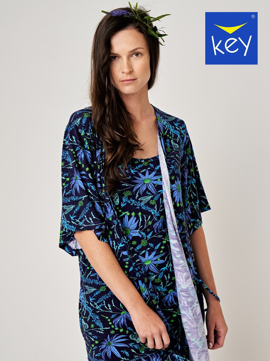 Dámske tričko/kombinéza Key LHD 538 A24 w/r S-XL tmavě modrá - květiny L