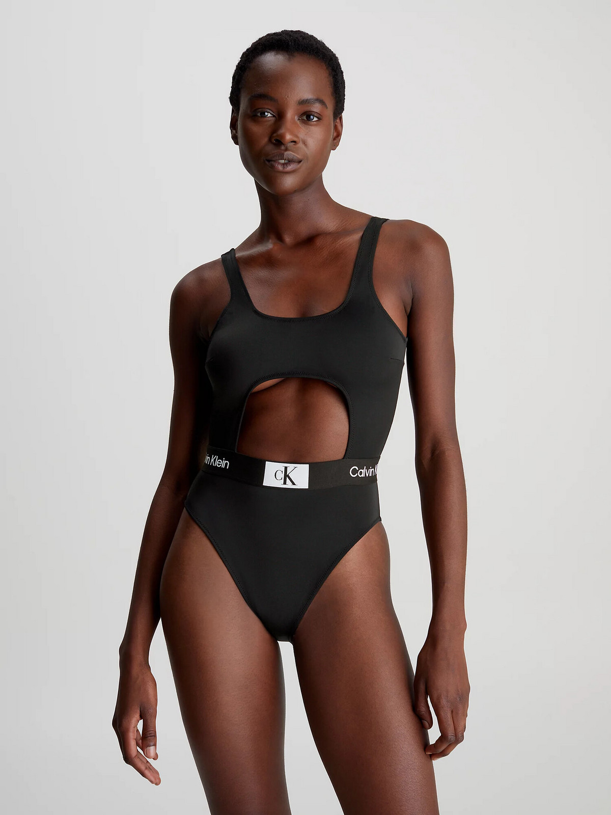 Dámske jednodielne plavky KW0KW02357 BEH black - Calvin Klein S