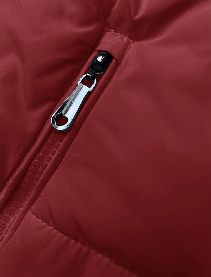 Krátka červená dámska páperová vesta so stojačikom (16M9092-270) odstíny červené S (36)