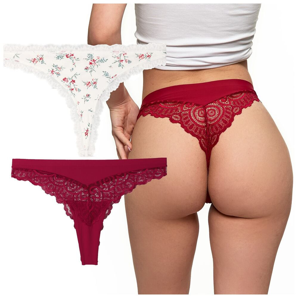 2 pack táng BCL1900-011 vínovej a bielej so vzorom S