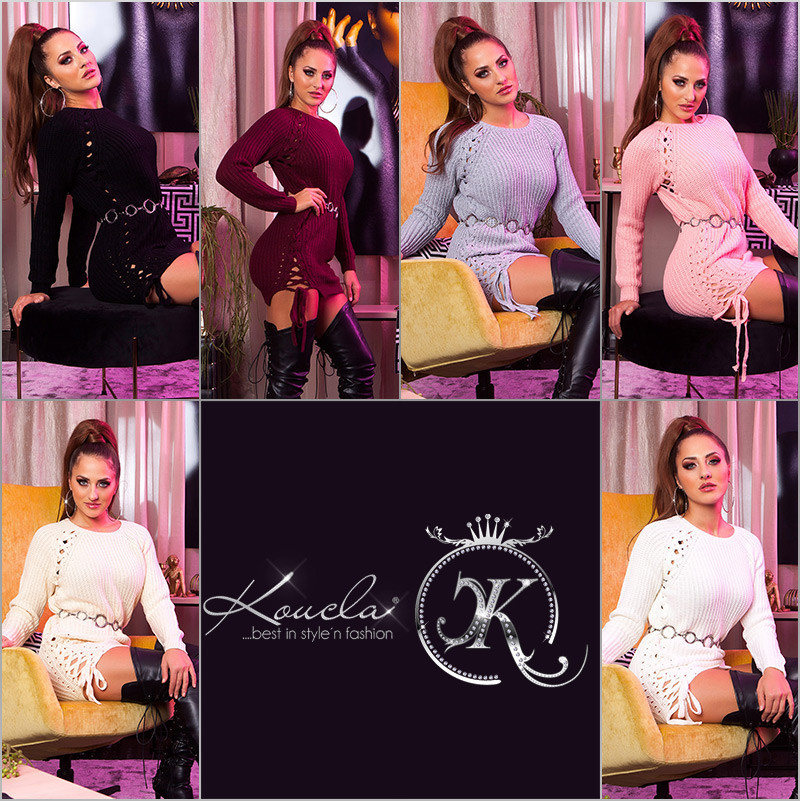 Sexy KouCla knit jumper with lacing BEIGE Einheitsgroesse