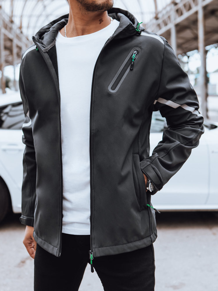 Tmavě šedá pánská softshellová bunda od Dstreet TX4481 M