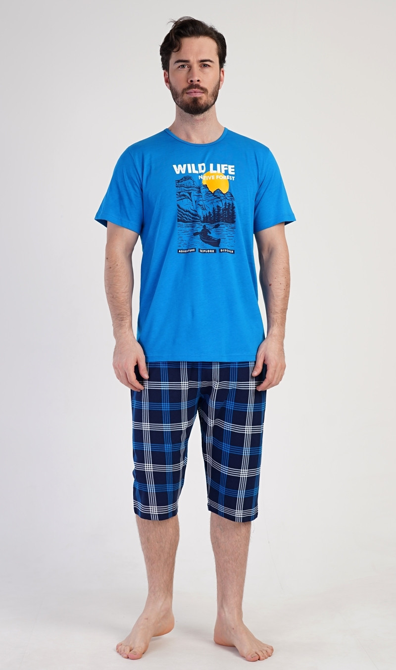 Pánske capri pyžamo Wild life modrá 1XL