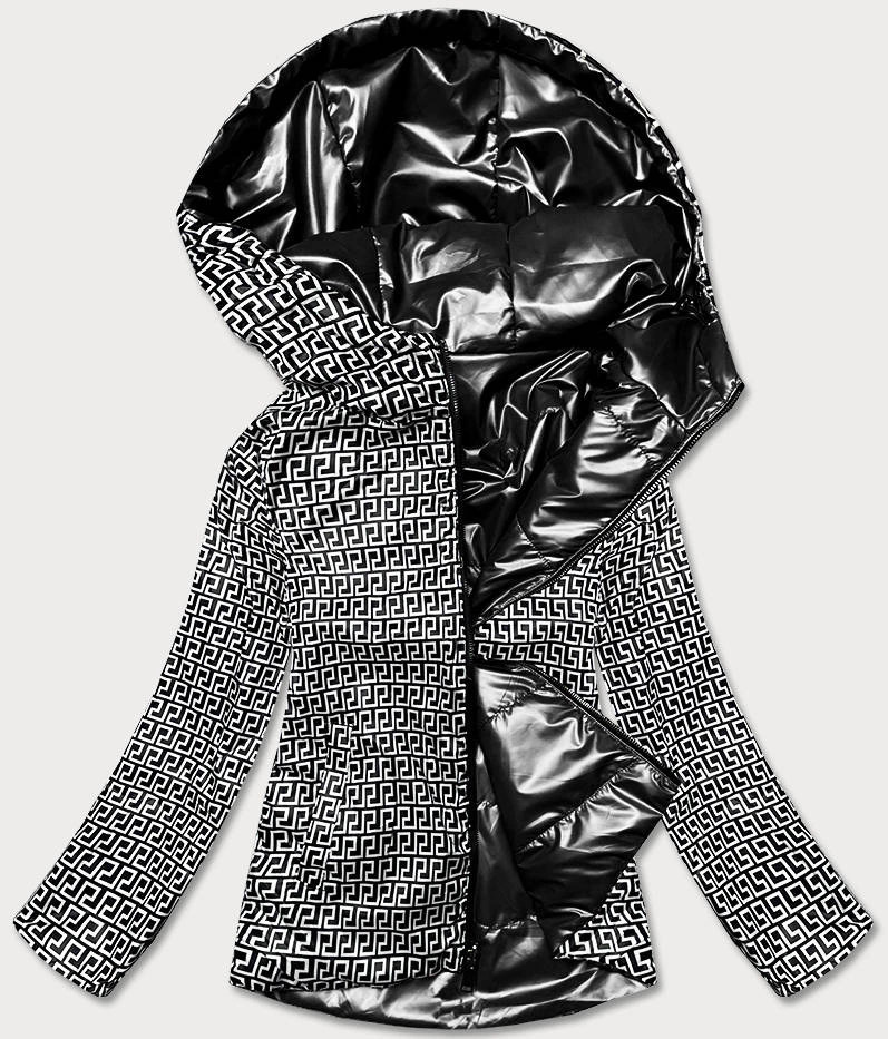 Obojstranná čierna dámska bunda s kapucňou (B9793-1) odstíny černé S (36)