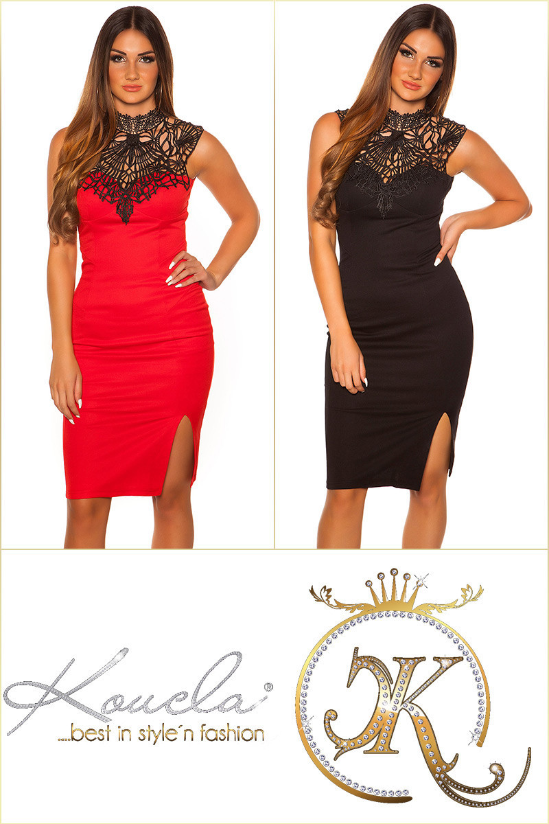 Sexy KouCla neckholder sheath dress with crochet red S