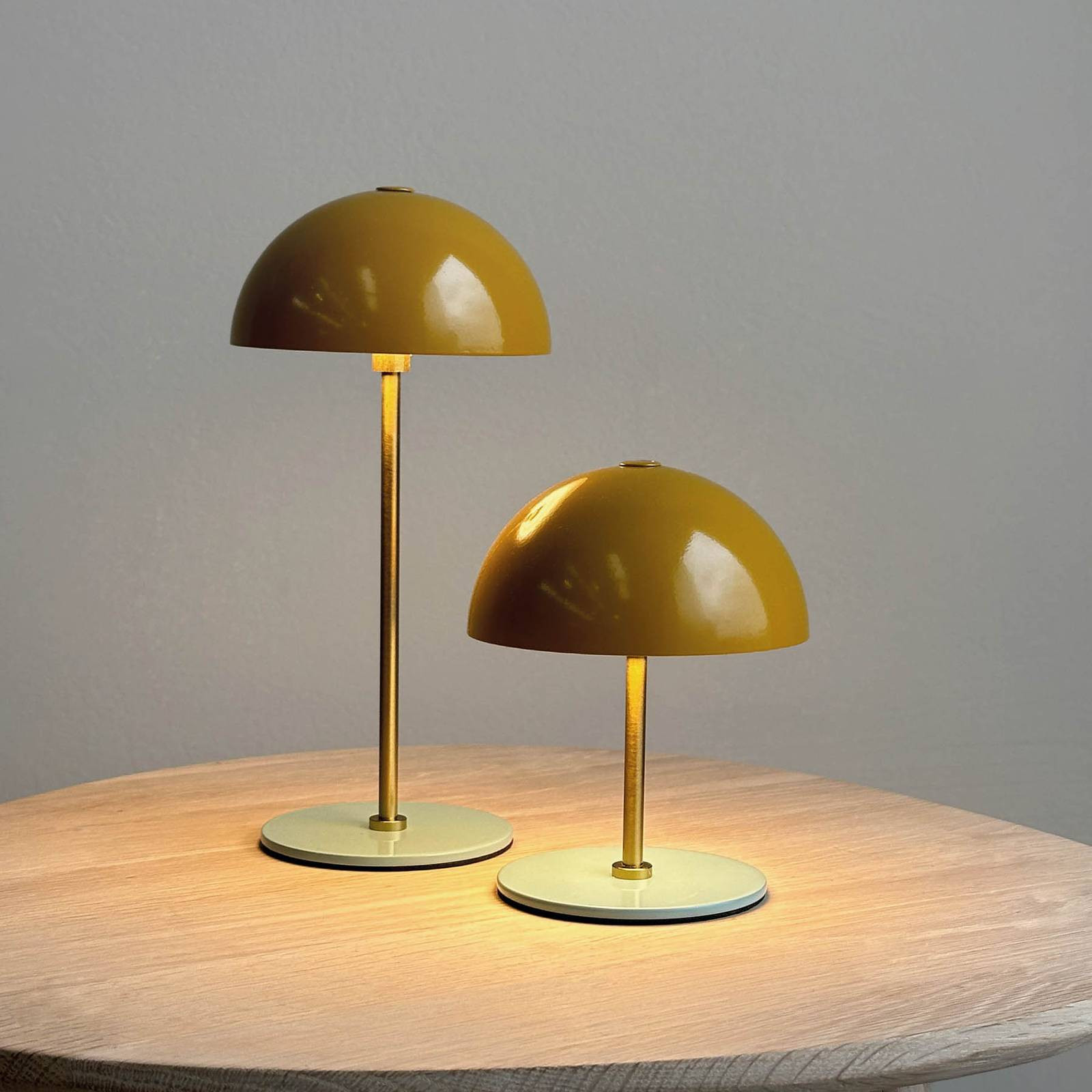 Dyberg Larsen LED dobíjacia stolová lampa Along, kari, výška 20 cm