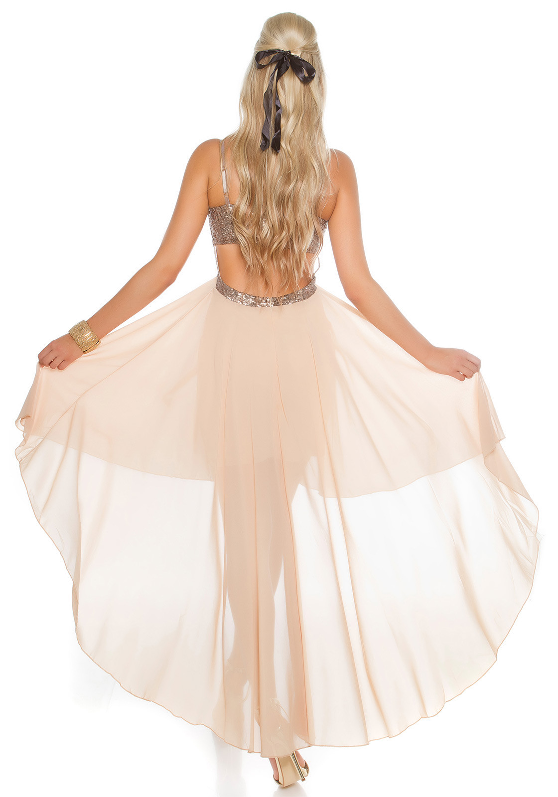 Sexy KouCla partydress with sequins and cutouts white S