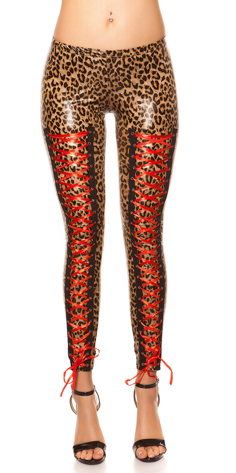 Sexy KouCla leggings with lacing at the front LEO S/M