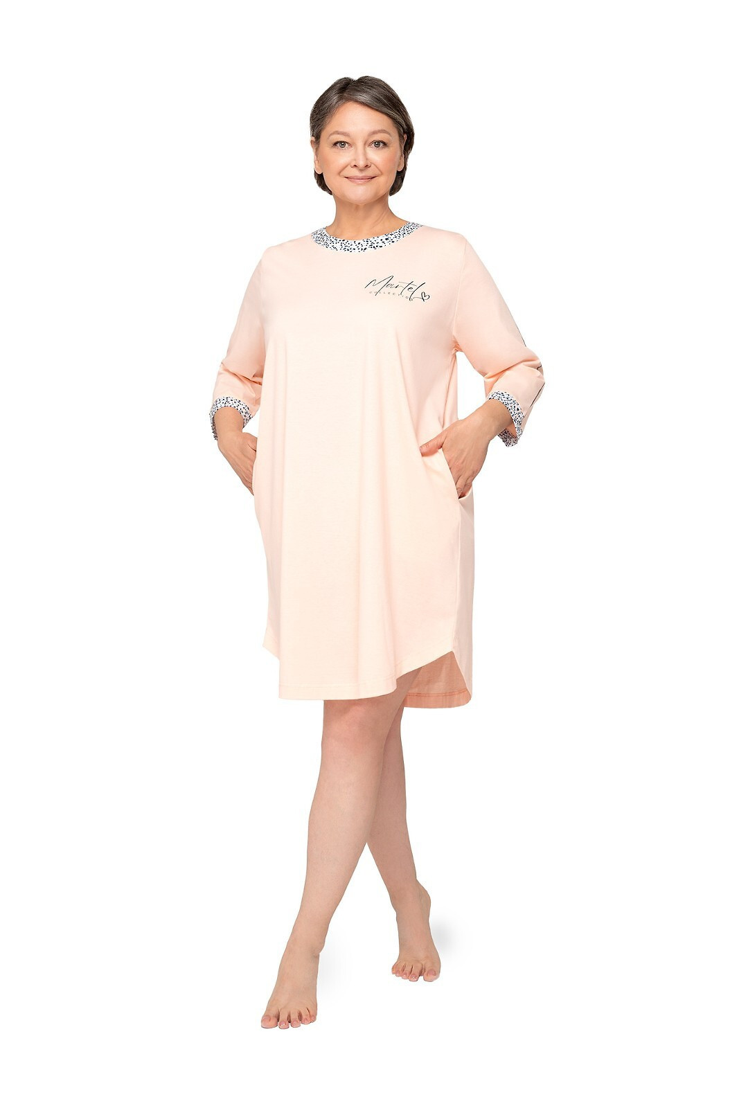Dámska nočná košeľa Martel 252 Laura II 3/4 M-3XL broskev M