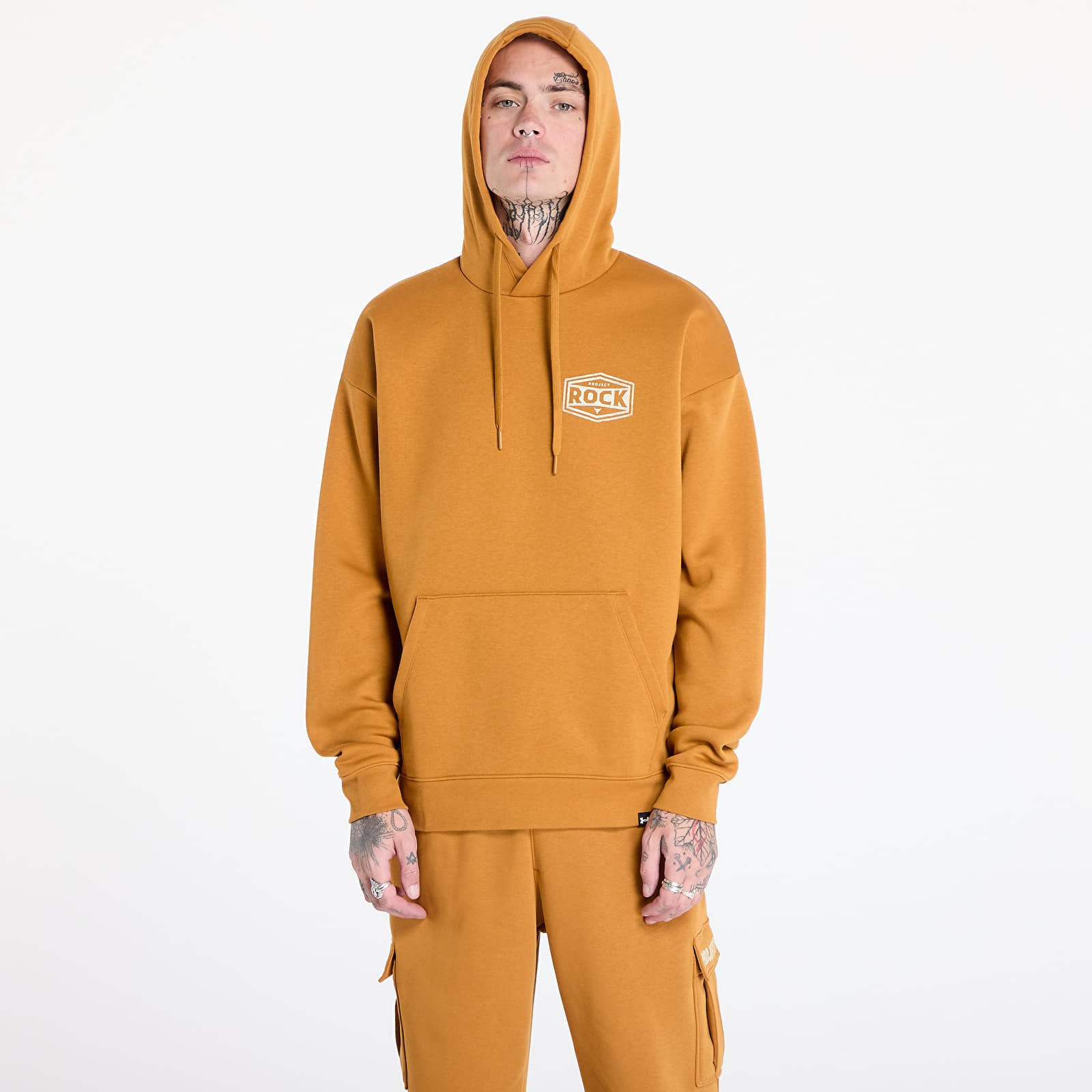 Mikina Under Armour Project Rock Icon Fleece Hoody Yellow Ochre/ Silt M