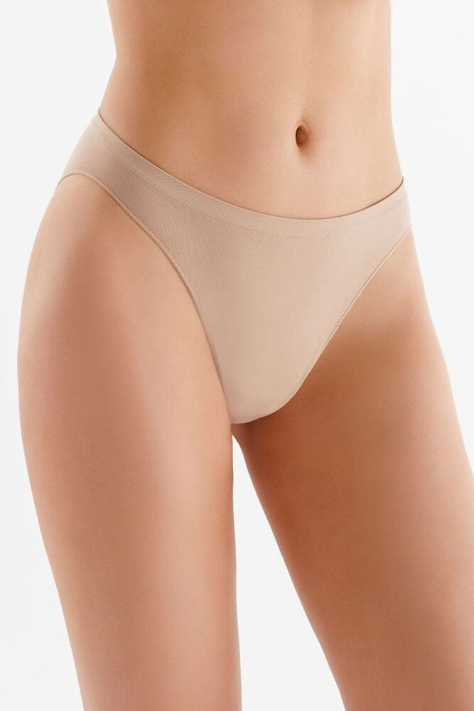 Bezšvové nohavičky Hi-leg briefs béžové XL
