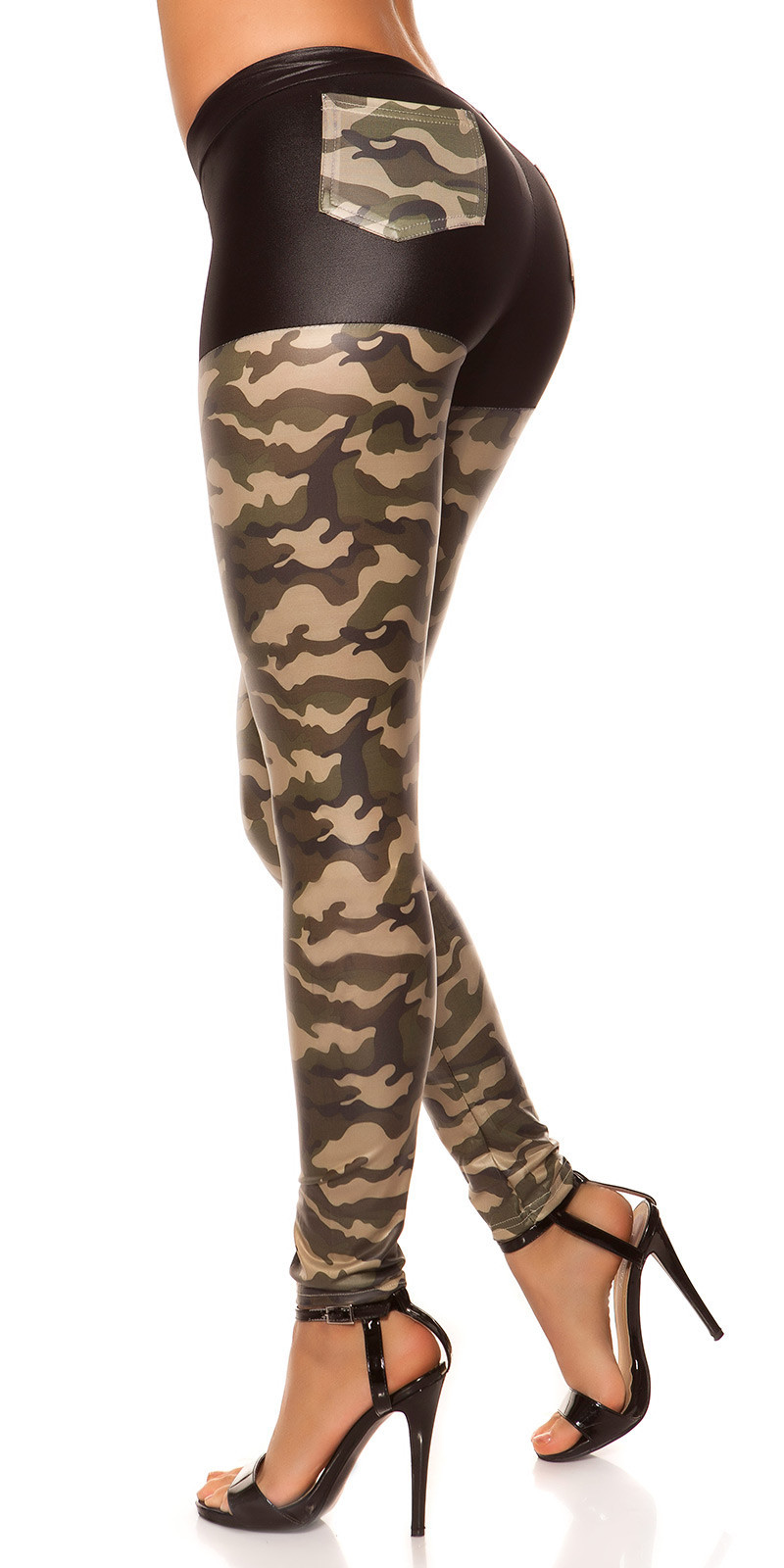 Sexy KouCla shinny leggings with pockets ARMY S/M