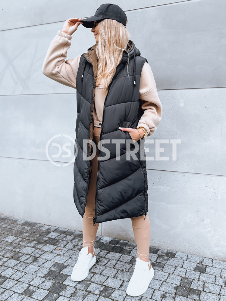 Dámská dlouhá prošívaná vesta GERIAT černá Dstreet TY3838 S