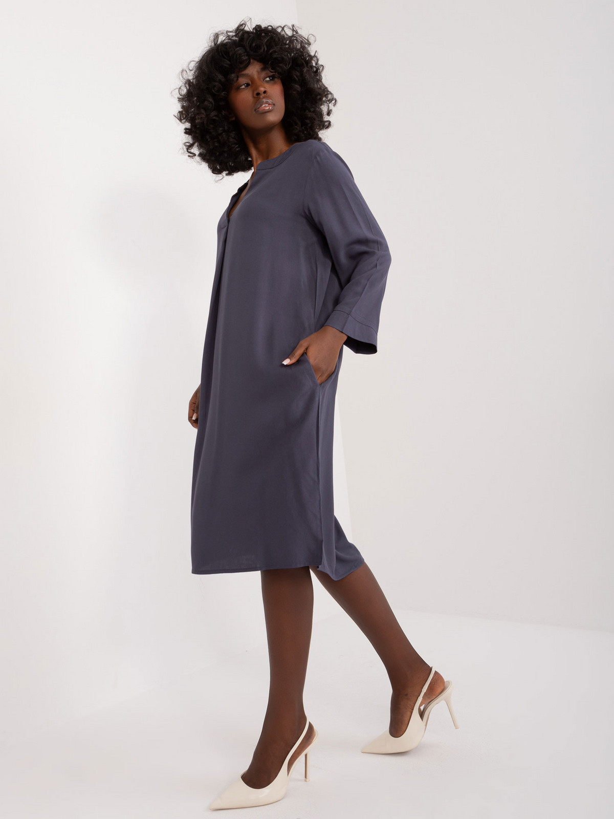 Šaty D73761M30430A tmavomodré S