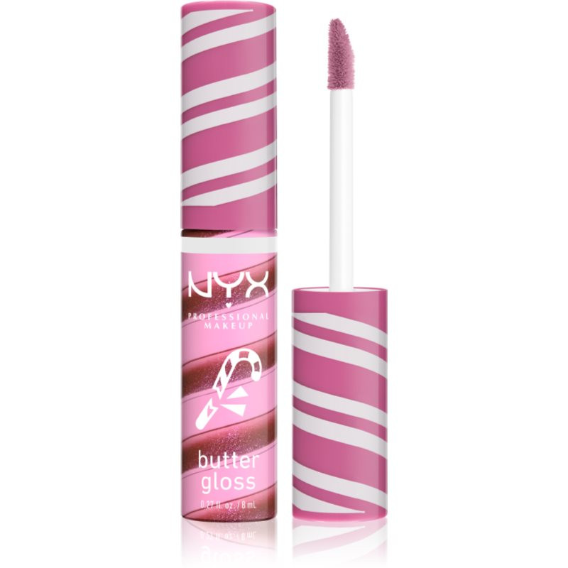 NYX Professional Makeup Holiday Butter Gloss lesk na pery odtieň 01 Peppermint Swirl 8 ml