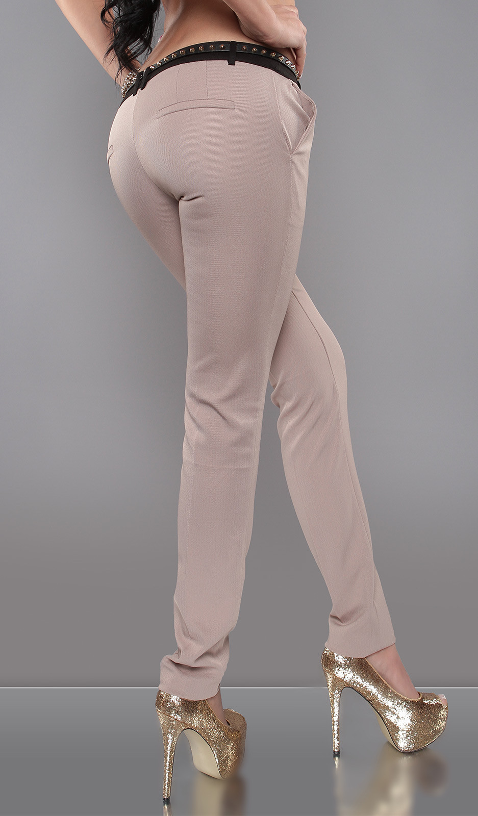Sexy KouCla dress-pants with studded belt oldpink 42