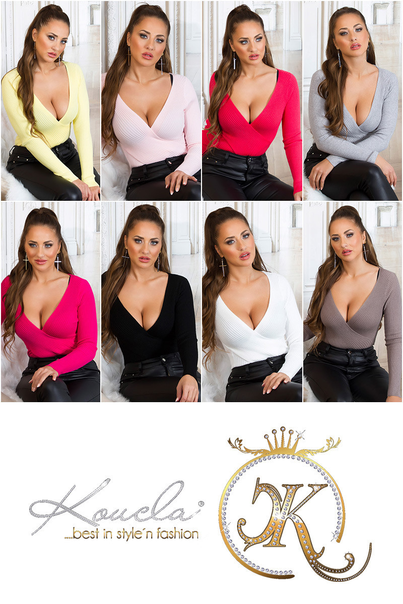 Trendy Koucla pullover with wrap-look CAPPUCCINO Einheitsgroesse