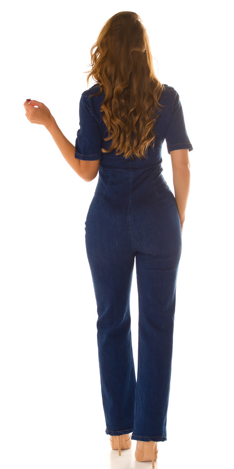 Sexy Denim Overall with zipper darkblue S
