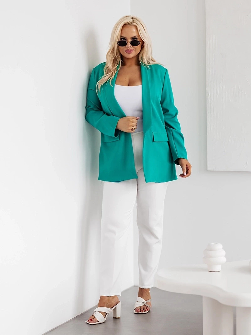 Dámske sako Classic Plus Size v námornej farbe (8275) odstíny zelené 46