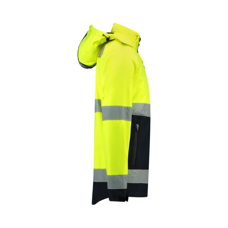 Pánska dvojfarebná softshellová bunda Rimeck EN ISO 20471 M MLI-T5297 fluorescenčná žltá 4XL