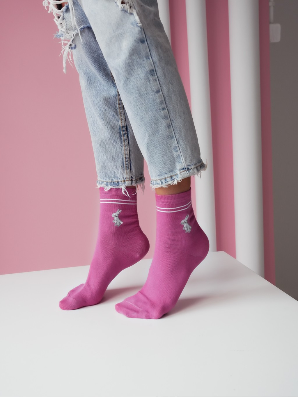 Dámske ponožky Milena 0200 Bunny, Stripes 37-41 ecru 37-41