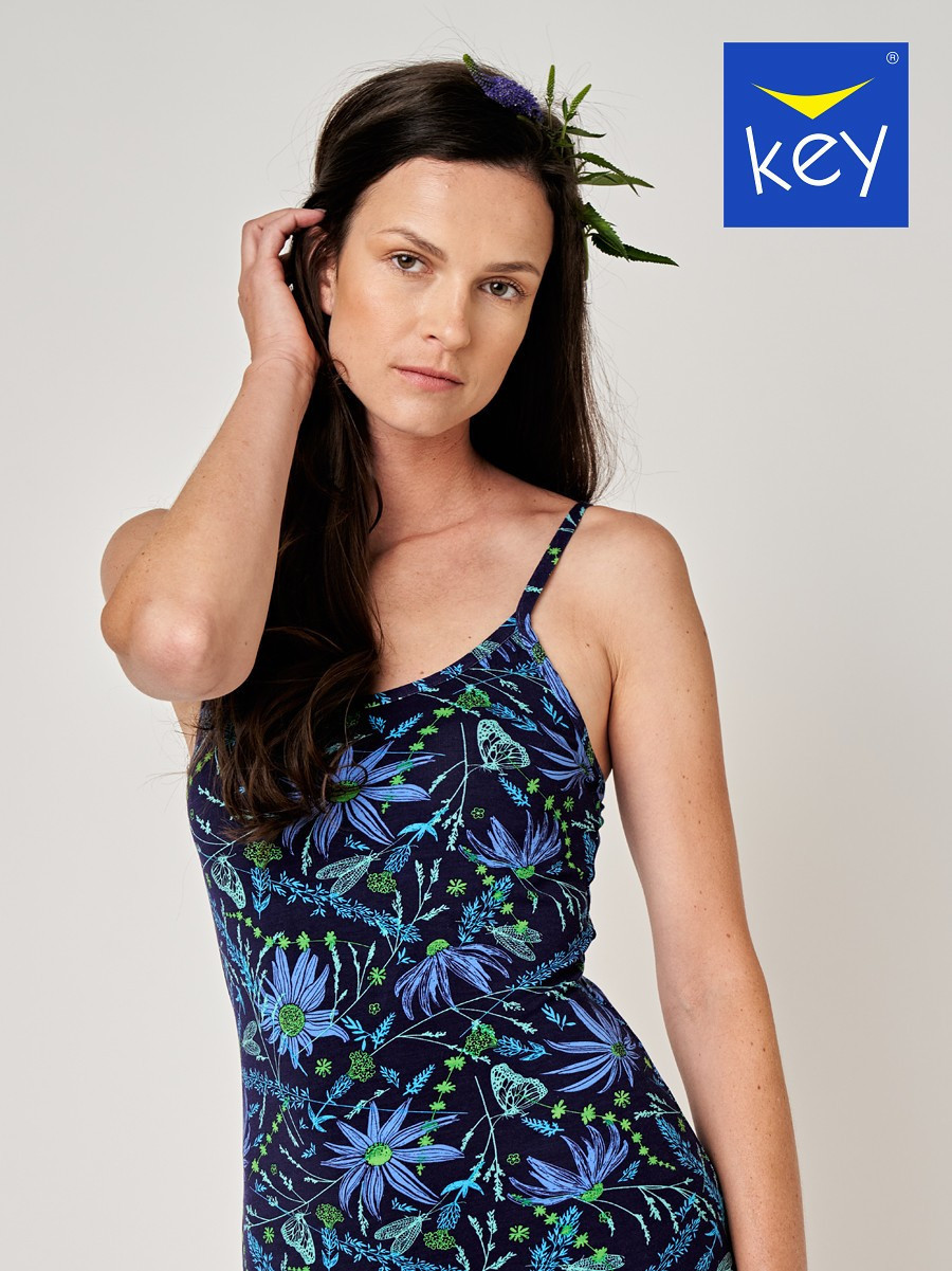 Dámske tričko/šaty Key LND 538 A24 w/r S-XL tmavě modrá - květiny S