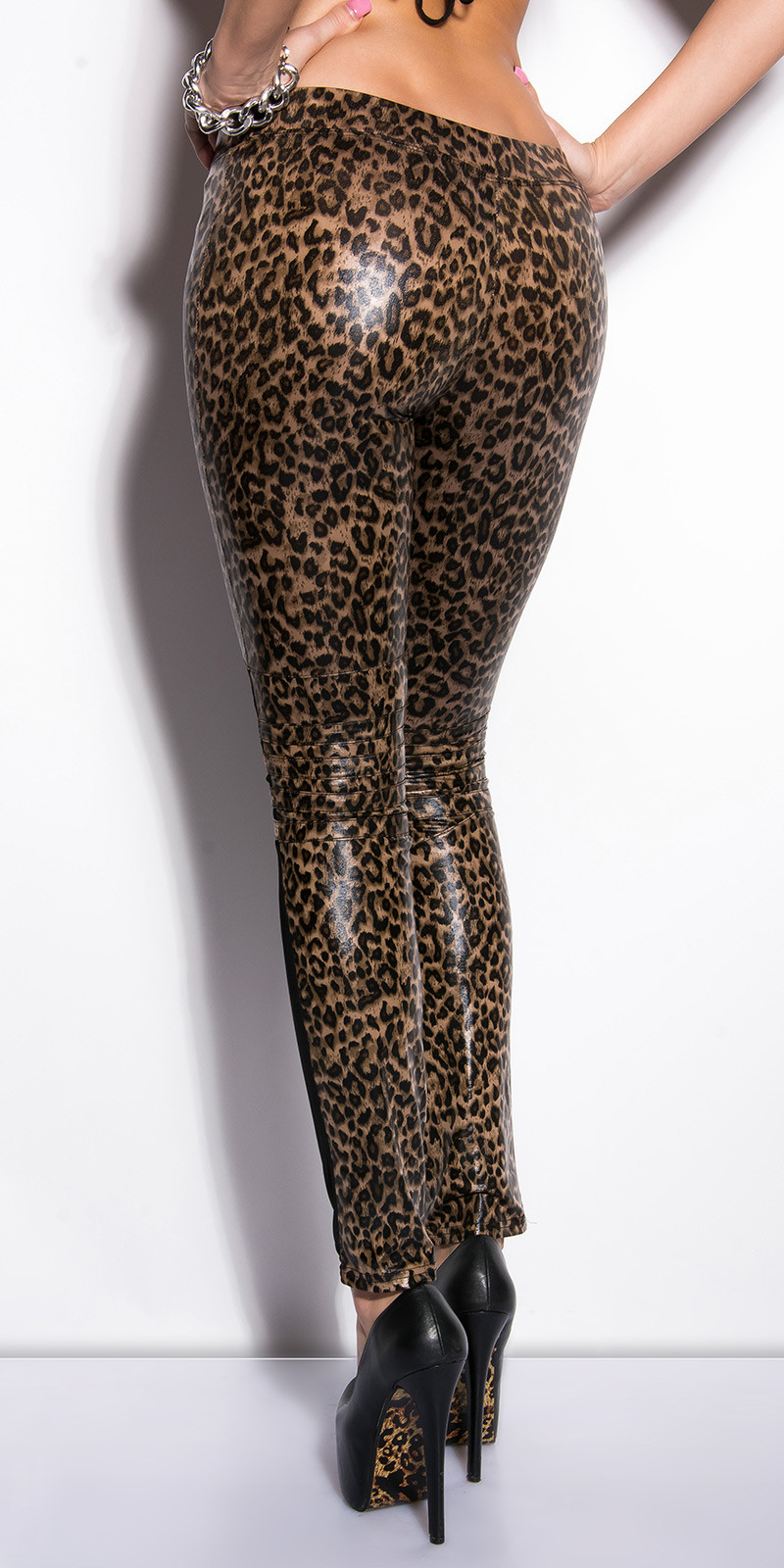 Sexy KouCla leggings with net-applications LEO S/M