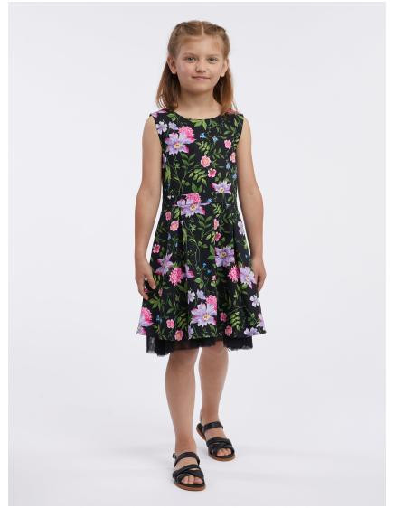 Čierne dievčenské kvetinové šaty