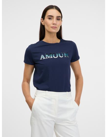 Modré dámske tričko s krátkym rukávom