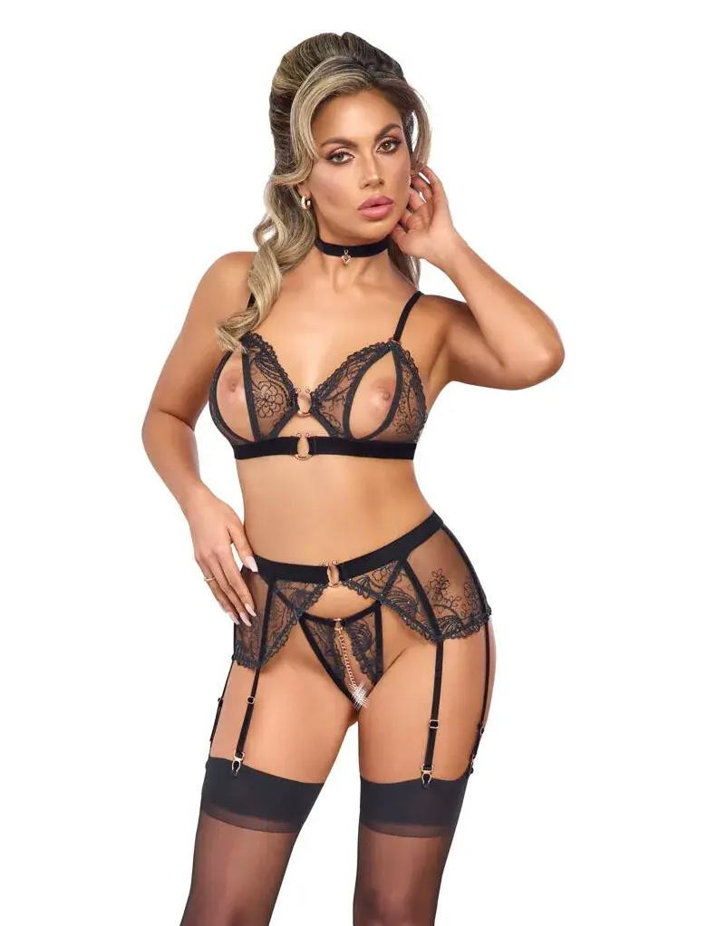 Abierta Fina Set 3dílná souprava - černá: XL