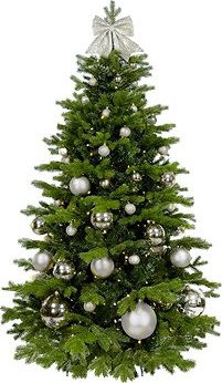 LAALU Ozdobený stromček STRIEBORNÉ VIANOCE II 270 cm, 85 ks ozdôb a dekorácií