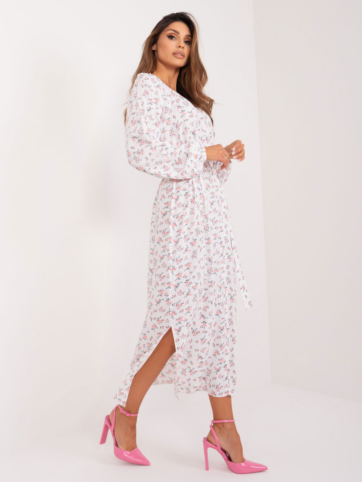 LK SK 509318 šaty.74 biela a ružová S/M