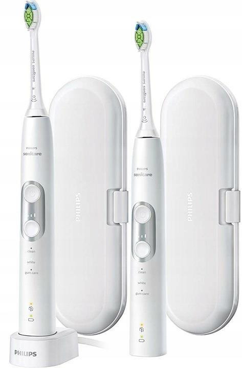 Philips Sonicare 6100 HX6877/34 elektrická zubná kefka, sada 2 kusov, časovač, cestovné púzdro, biela