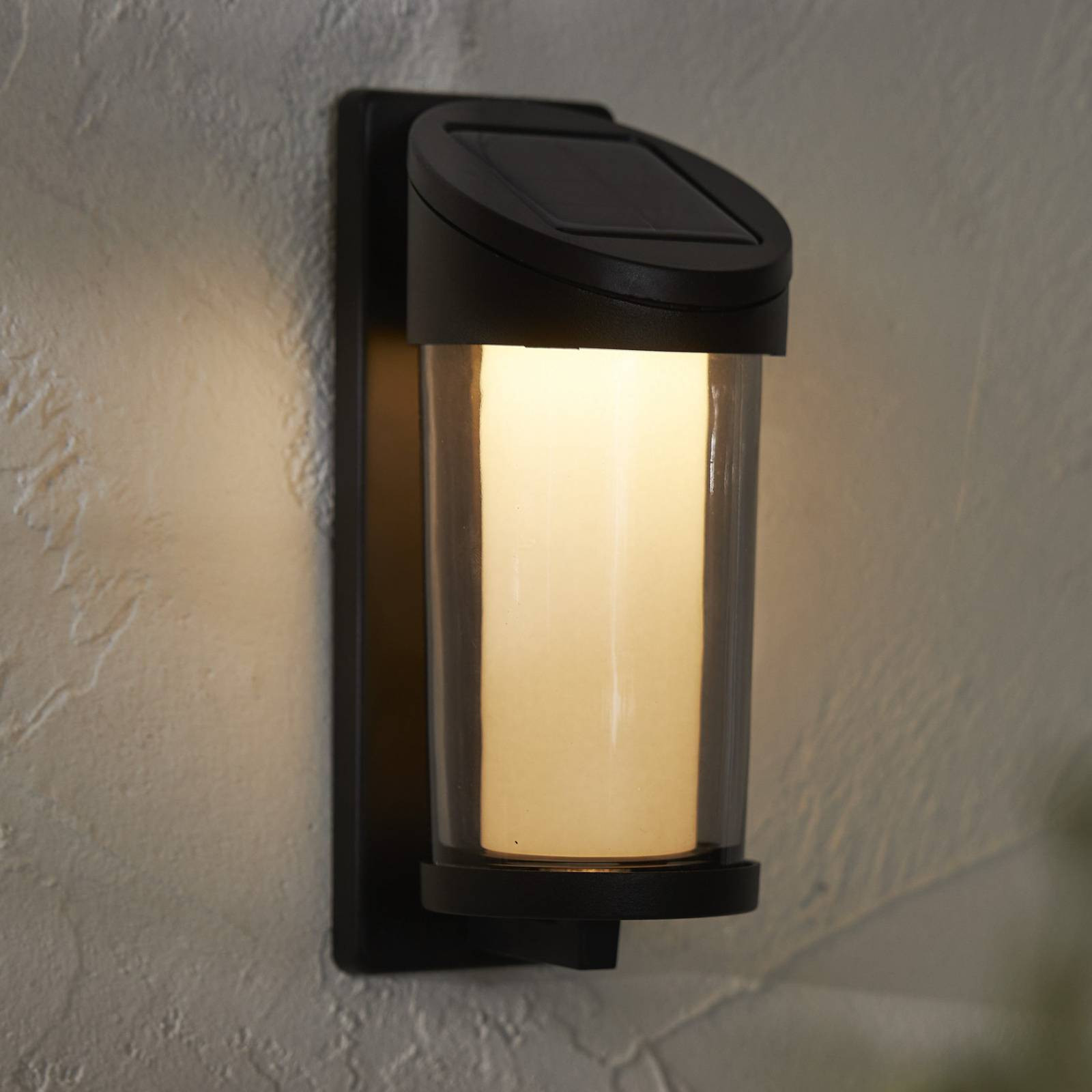 LED solárne vonkajšie nástenné svietidlo Alippa, čierna Výška 21 cm kov