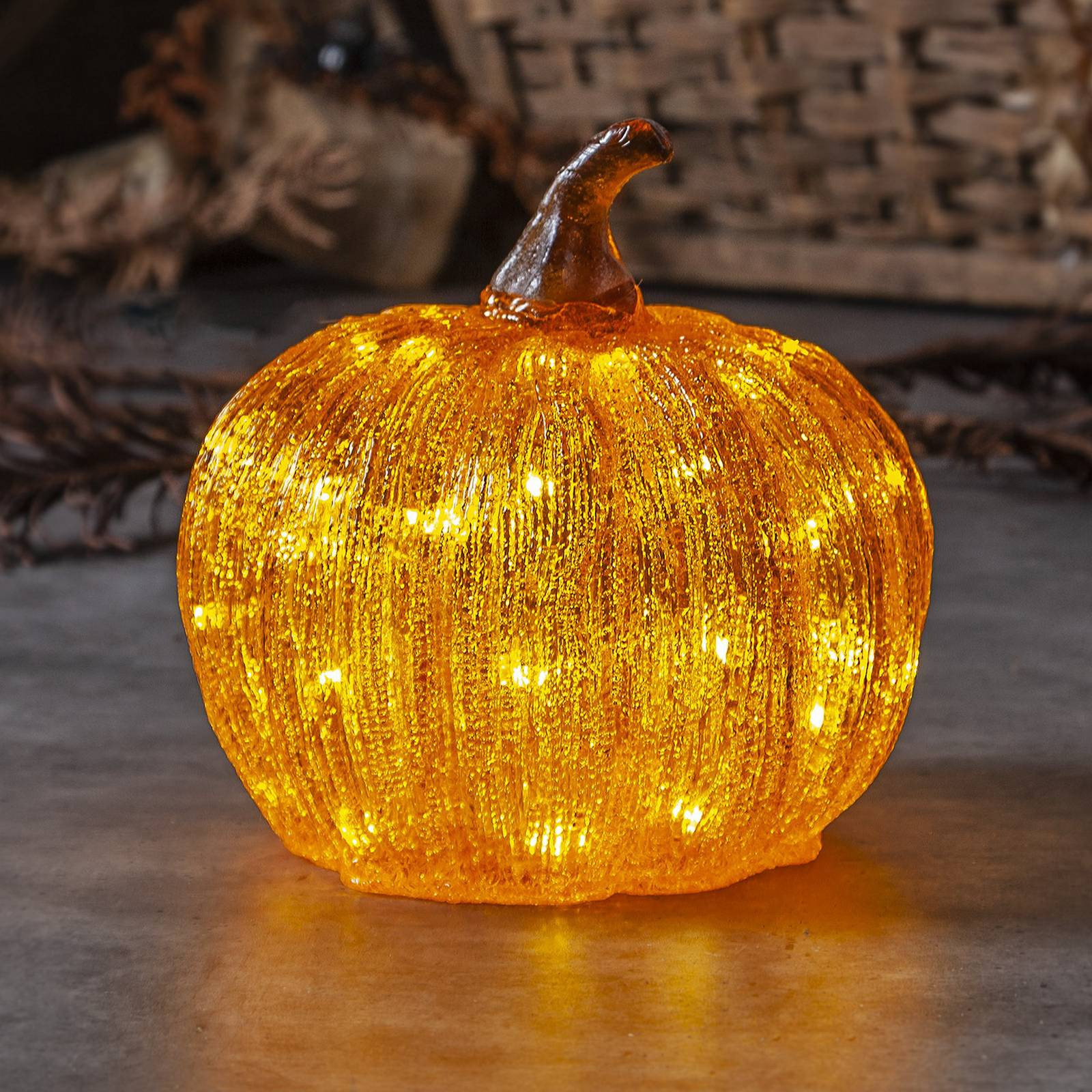 LED lampa na terasu Harvey Ø 20 cm oranžová plastová batéria