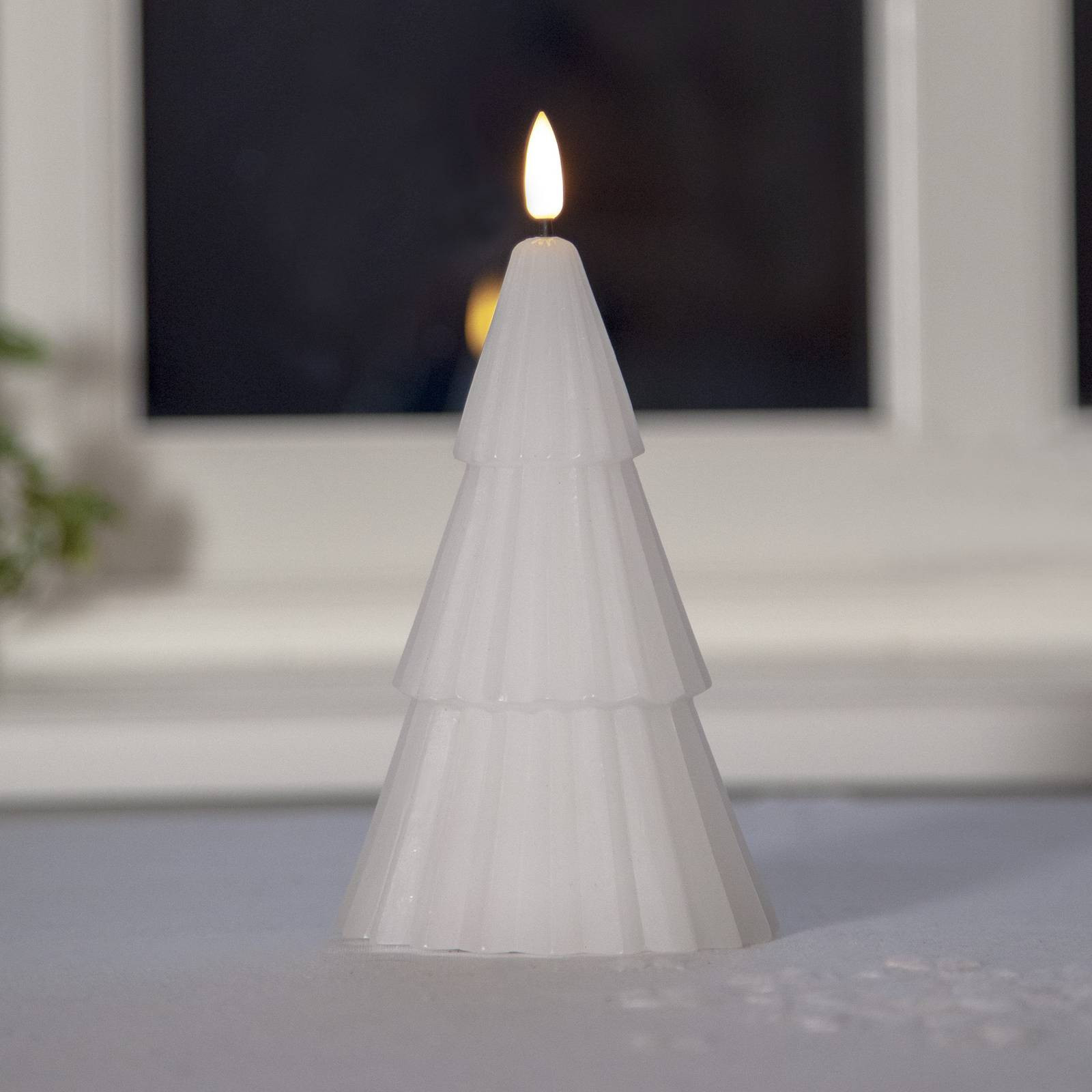 LED sviečka Flamme Grany, biela, 18 cm, z pravého vosku, na batérie