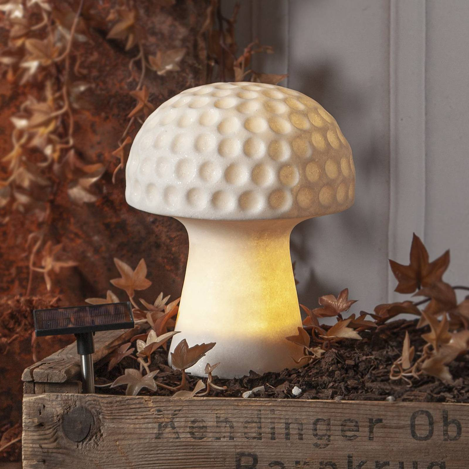 Solárne svetlo Sandy LED, výška 24 cm, biely plastový hríb