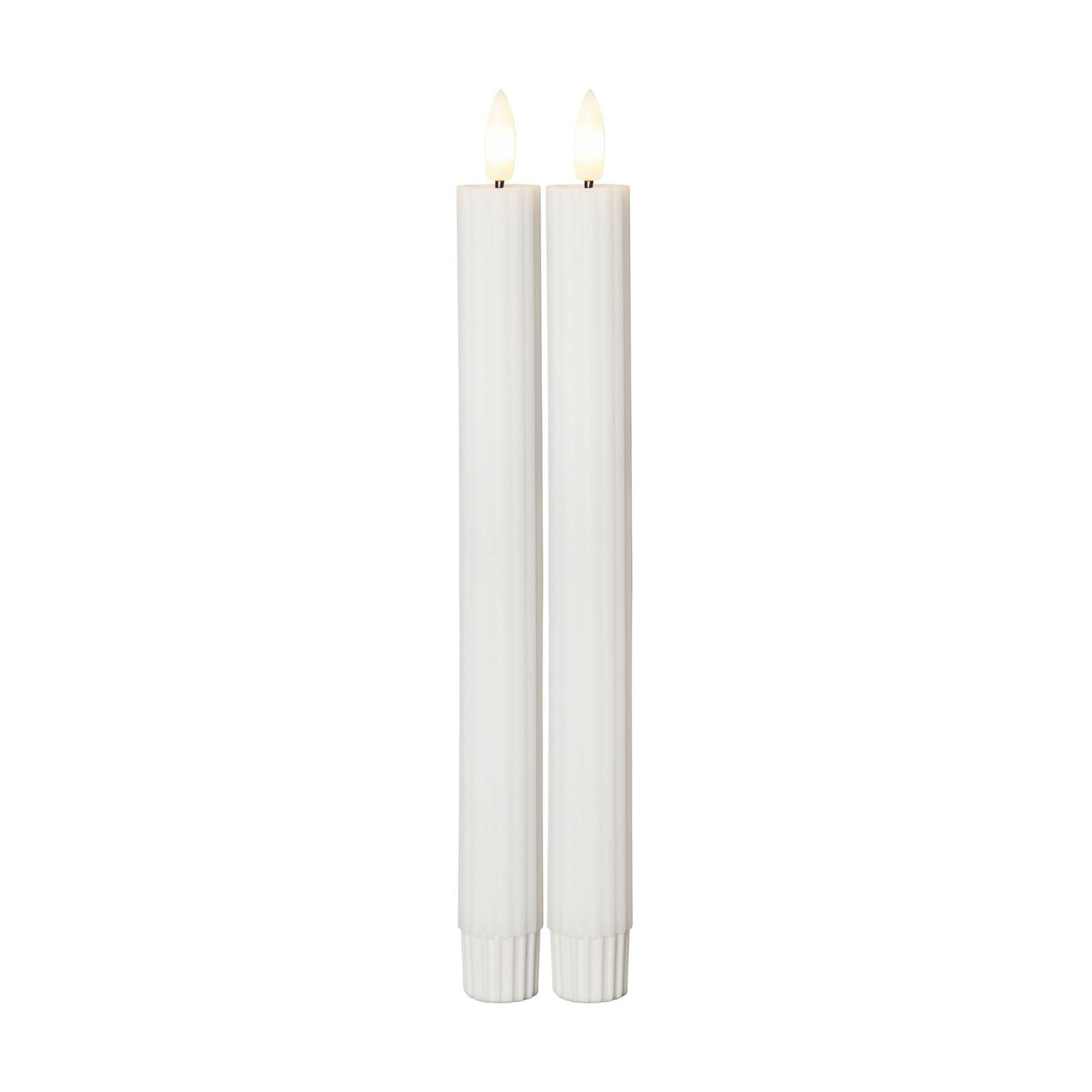 LED sviečka Flamme Stripe, biela, 25 cm, sada 2 kusov na voskové batérie