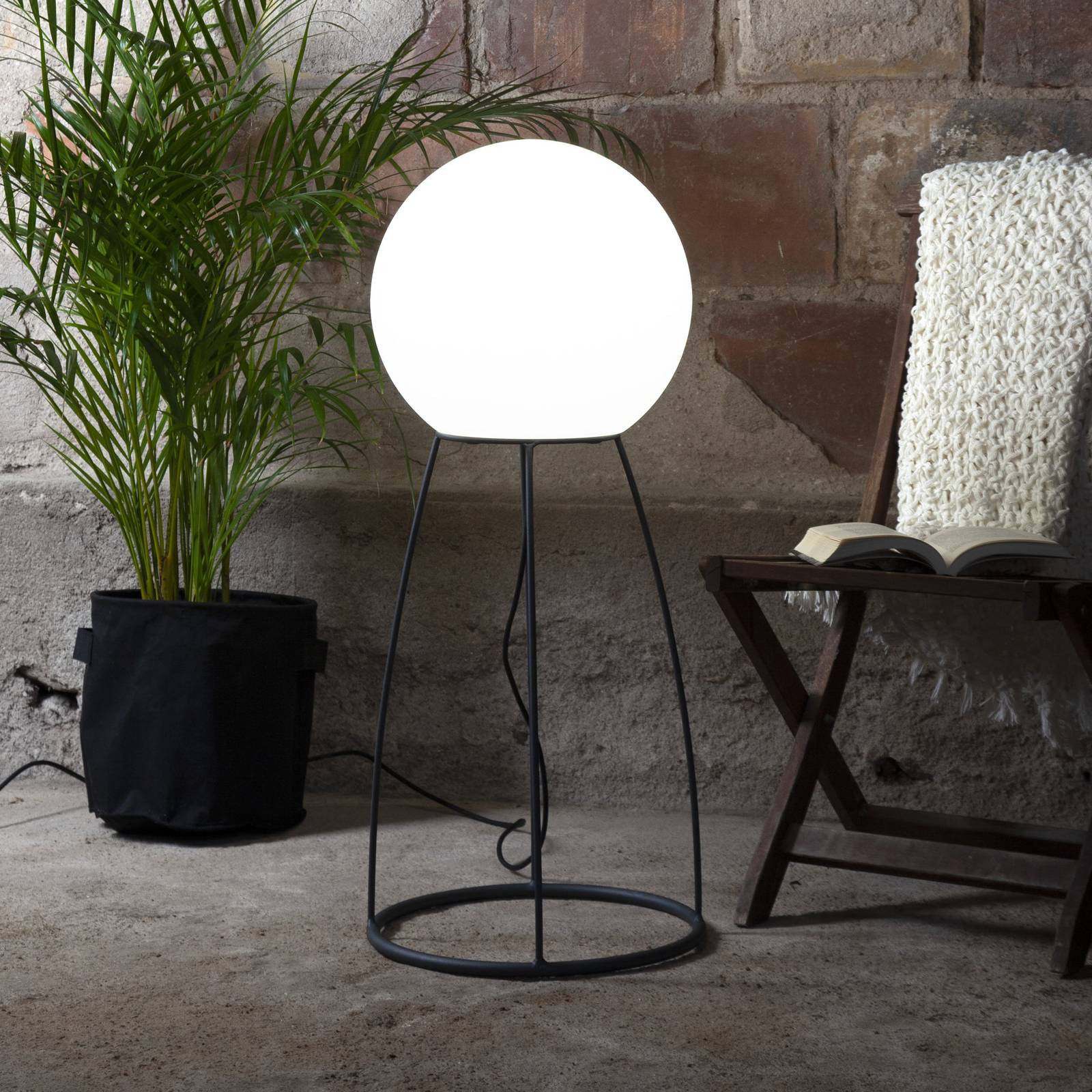 Terasová lampa Mallorca 95 cm čierna/biela plast/kov