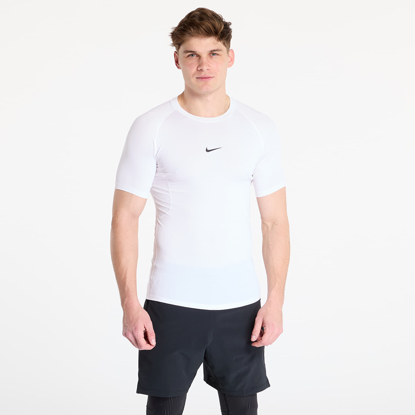 Tričko Nike Pro Men's Dri-FIT Tight Short-Sleeve Fitness Top White/ Black S