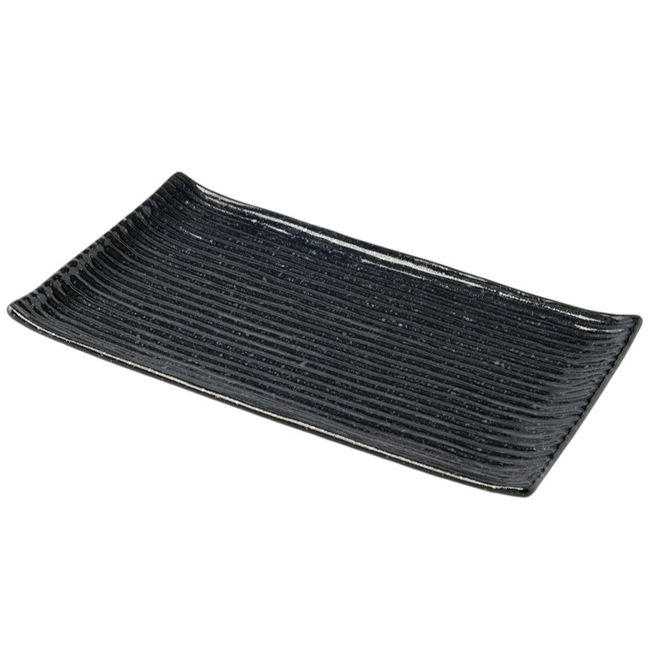 Servírovací tanier CONTOUR 24 x 15 cm, čierna, keramika, MIJ