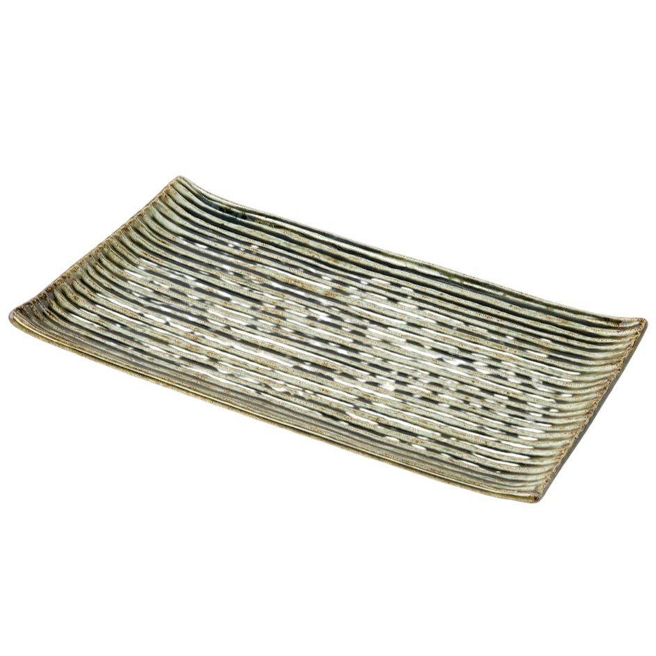 Servírovací tanier CONTOUR 24 x 15 cm, zelená, keramika, MIJ
