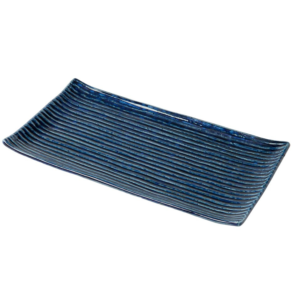 Servírovací tanier CONTOUR 24 x 15 cm, modrá, keramika, MIJ